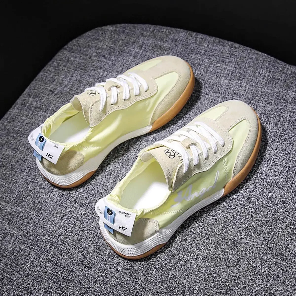 Korean Ladies Footwear Round Toe Women's Shoes Lace Up Light Comfortable and Elegant Daily Routine On Offer Designer Luxury H A