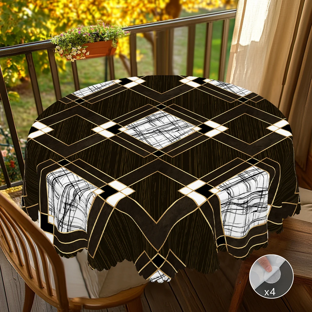 Цельная скатерть с геометрическим узором, геометрический полосатый узор в стиле ретро в сельской фермерском доме, доступны в различных размерах, пикники в праздничном стиле, идеальные подарки для украшения вечеринок и подарков для друзей, скатерти для кухонных аксессуаров, террасы в помещении и на открытом воздухе