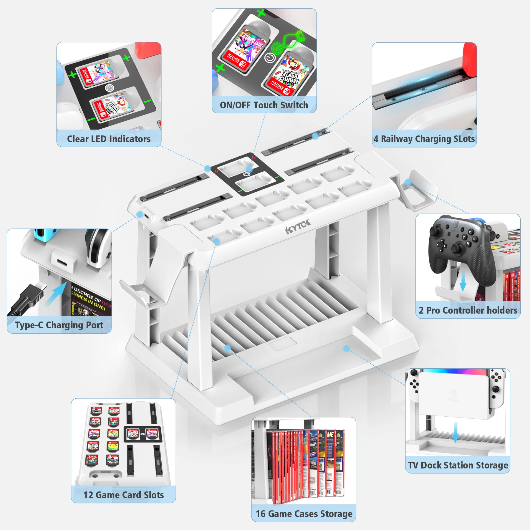 Oivo-Nintendo Switch用の収納タワー,Nintendo Switch用のコントローラー,Nintendo Switch用のコントローラー,充電ドック