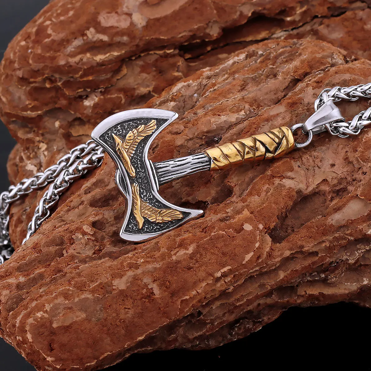 Domineering Odin Axe Stainless Steel Viking Necklace Nordic Men\'s Retro Scandinavian Teen Pendant Fashion Jewelry Amulet