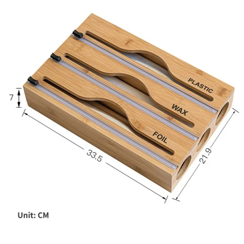 1Pc Cover Film Cutter Minimalistische Muur Gemonteerd Houten Keukengerei Multi-Compartiment Multi-Layer Verborgen Krassen Twee Weg Snijder