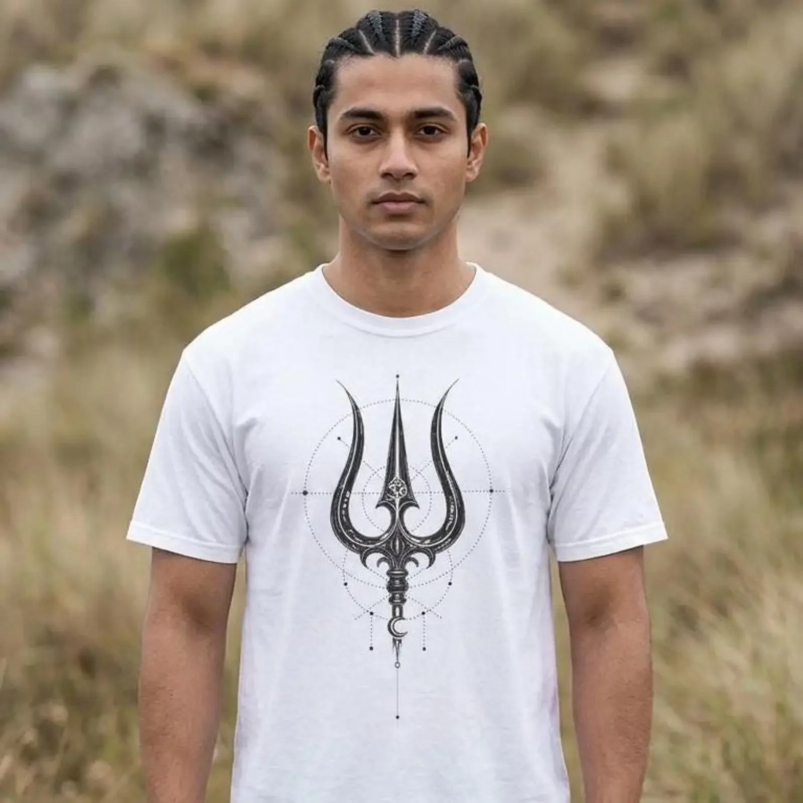 Trishul T Shirt Shiva Trident Hindu Mythology Spiritual Cotton Om Symbol vintage Washed Soft Unisex Stylish Casual Stretched