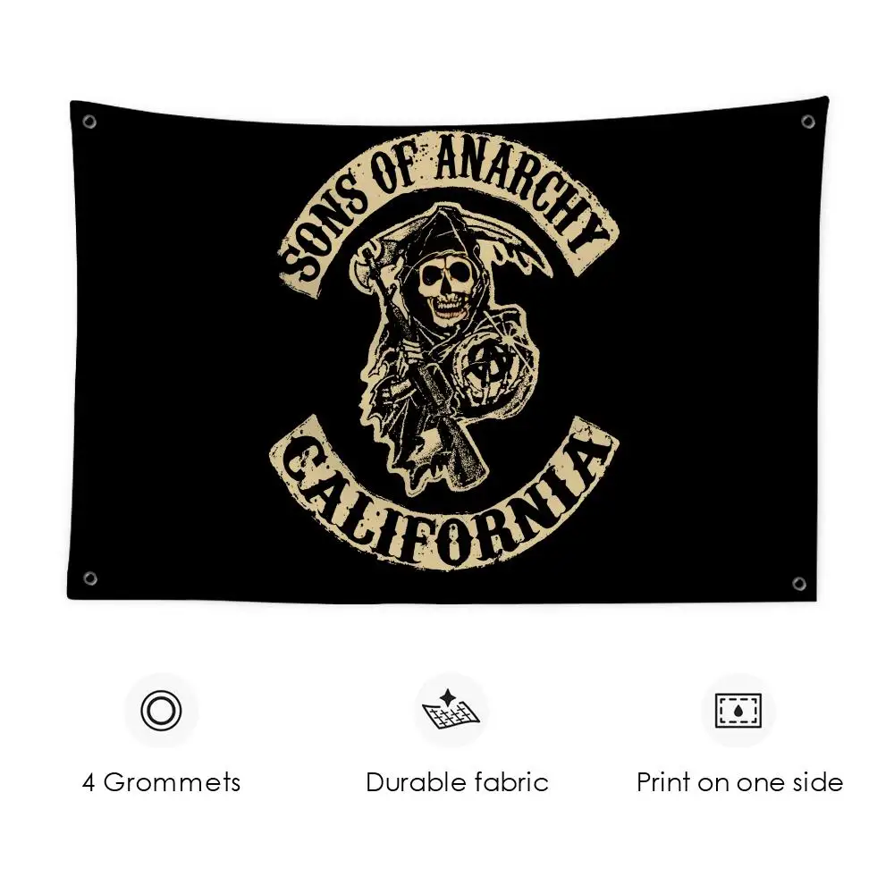 

Sons Of A-Anarchy Flags 3x5 Ft Custom Banner For Garage Door Room Decor Wall Out Decoration With Metal Buckle