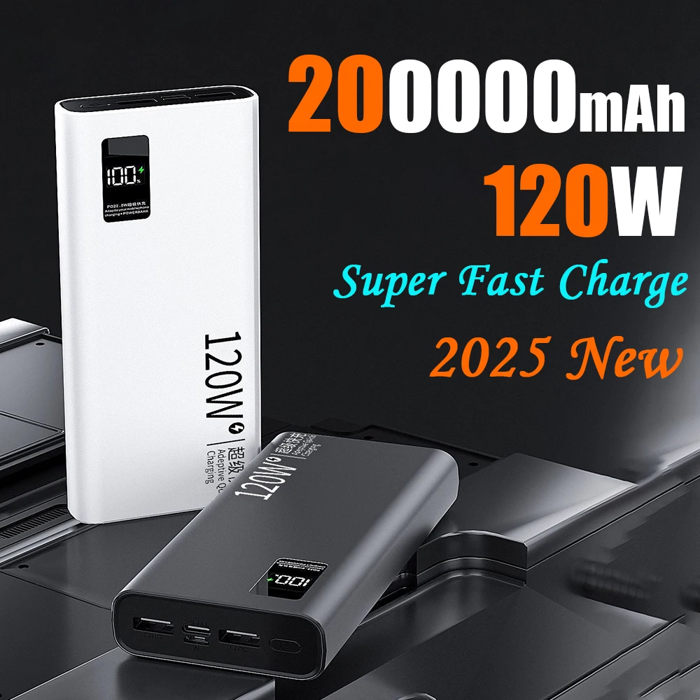 200000mAh Large-capacity Super-fast Charging Power Bank With Digital Display Portable Mobile Power Supply for All Phones