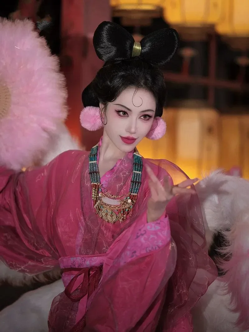 الصينية القديمة Hanfu الإناث 2026 فستان صيفي جديد Hanfu فستان المرأة هالوين الجنية تأثيري حلي أداء زي