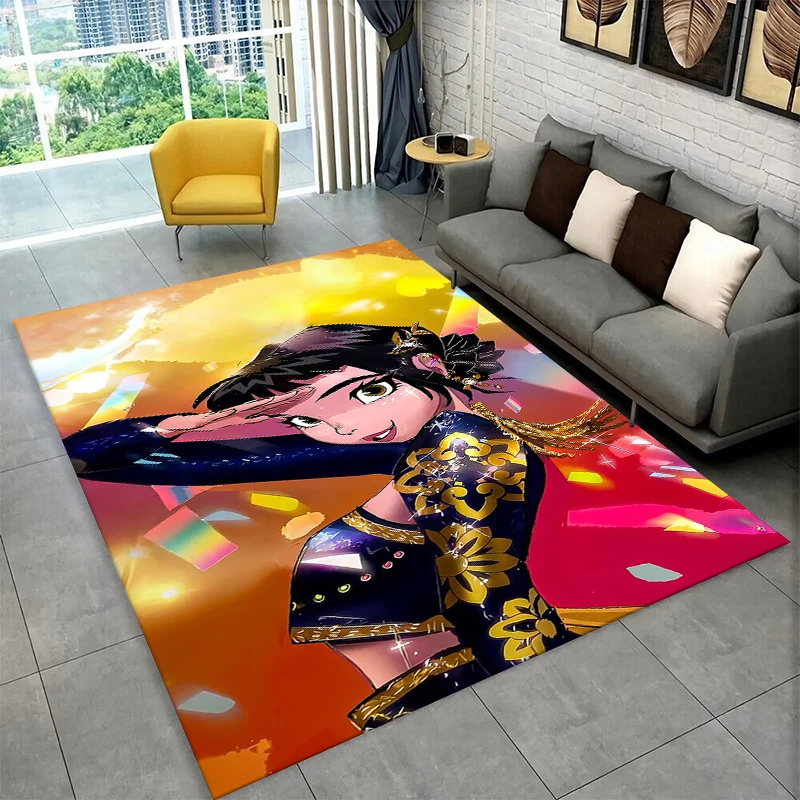 KPop D-Demon Hunters Girl Group Cartoon Non-Slip Area Rug for Living Room,Bedroom,Kid Playroom,Carpet Floor Mat Home Decor Gift
