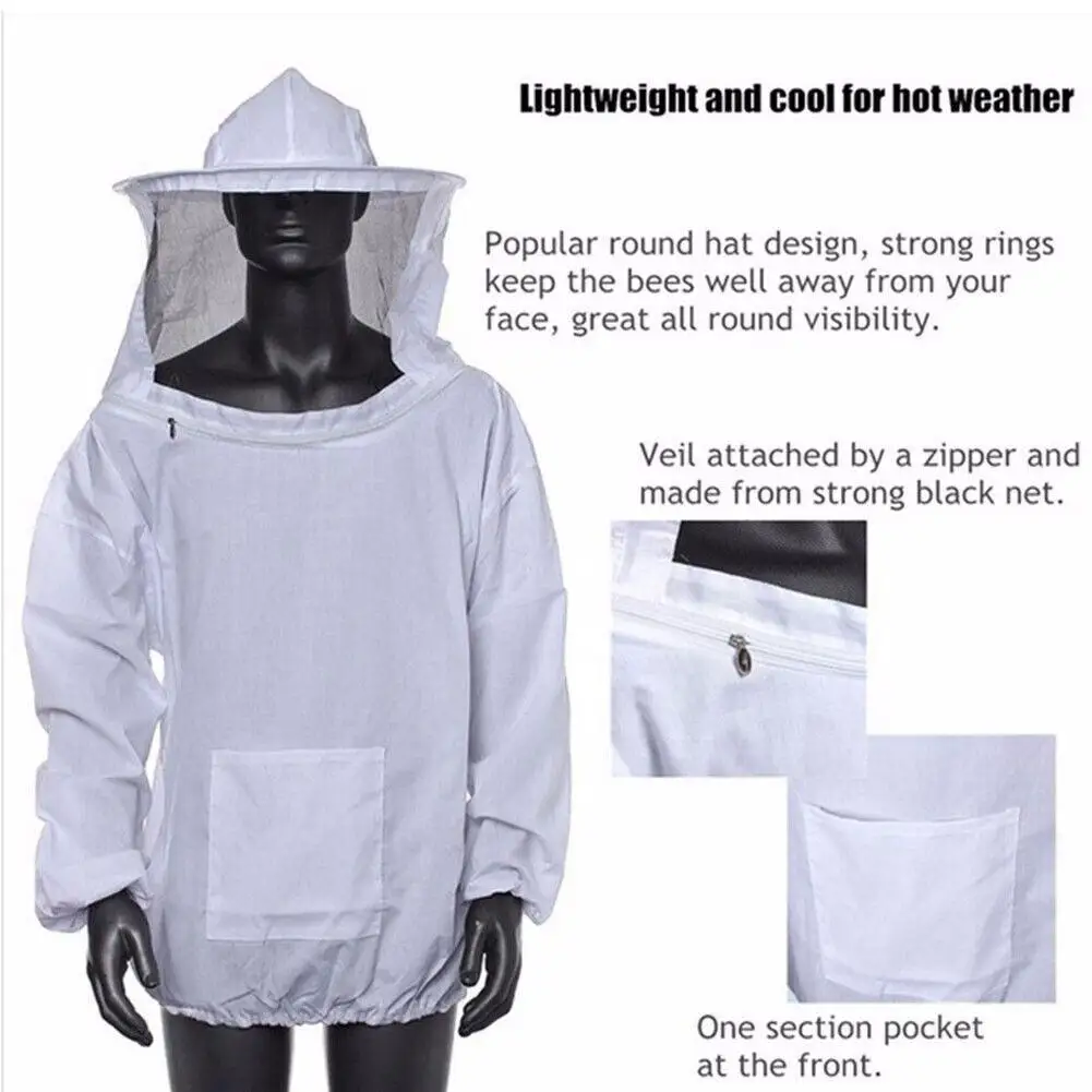 Bee Clothes Siamese Beekeeping Suit Half Jacket Bee-keeping Suit With Hat Bee-bite Protection For Agricultural Honey Keepin A2W7