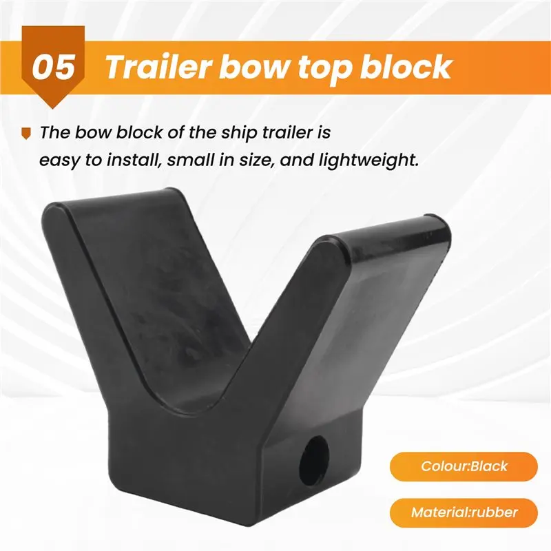 Top-Rated V-Style Boat Trailer Bow Stop Block Trailer Rubber Bow Stop Non Marking Mounting Hole 2 Inch Width 4 Inch V-Span