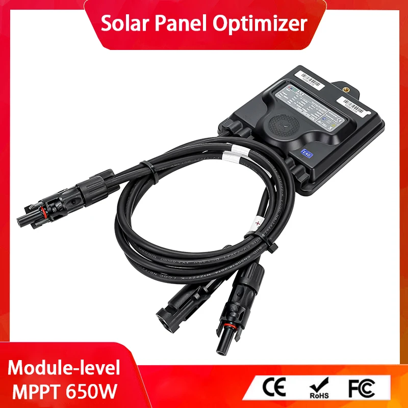 650W PV Power Optimizer MPPT 12V-75V Input Ip68 Real-time Solar Panel Monitoring Voltage-Limiting Anti-Hotspot Solar Optimizer