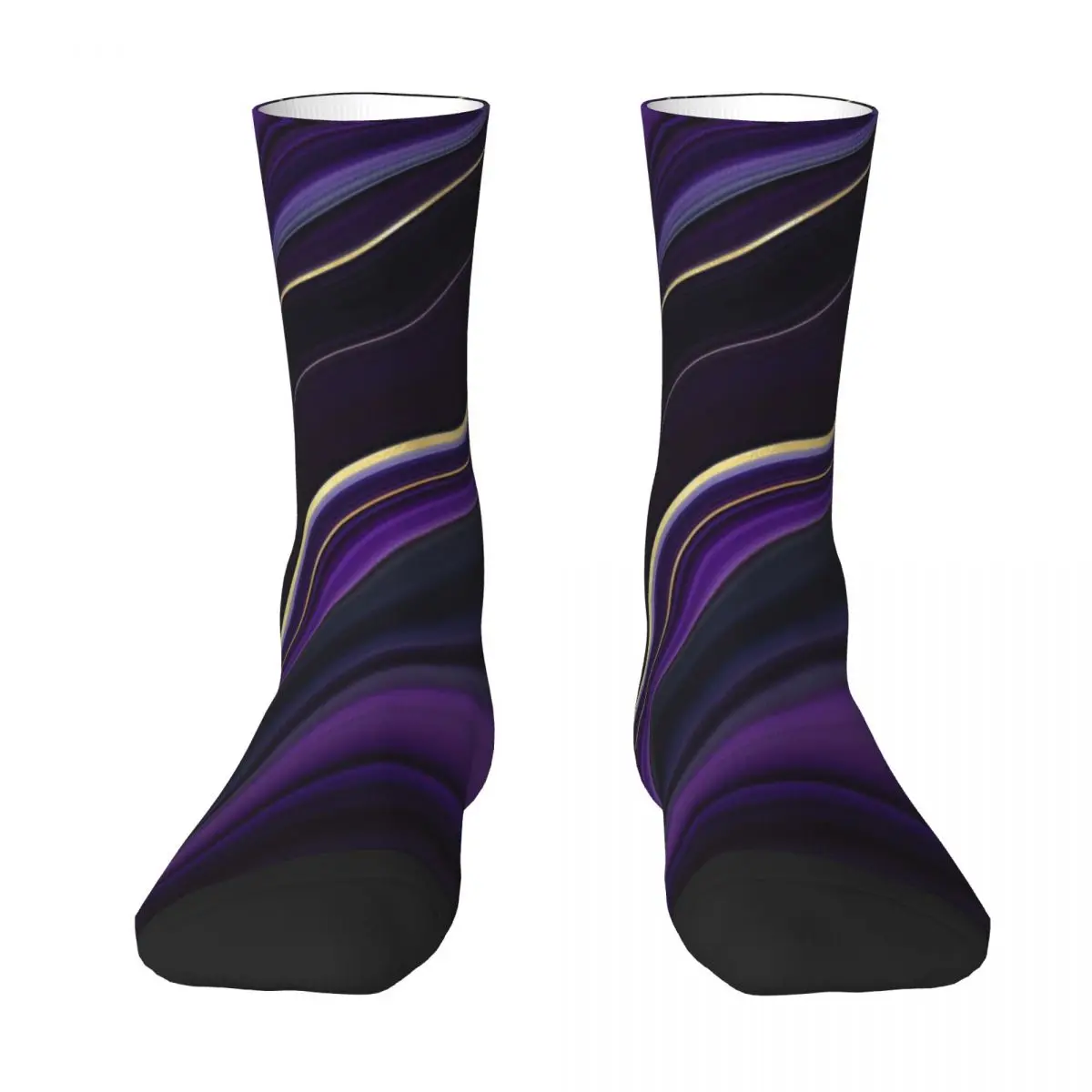 Abstract Marble Socks Winter Purple Liquid Stockings Casual Couple Soft Breathable Socks Graphic Cycling Non Slip Socks