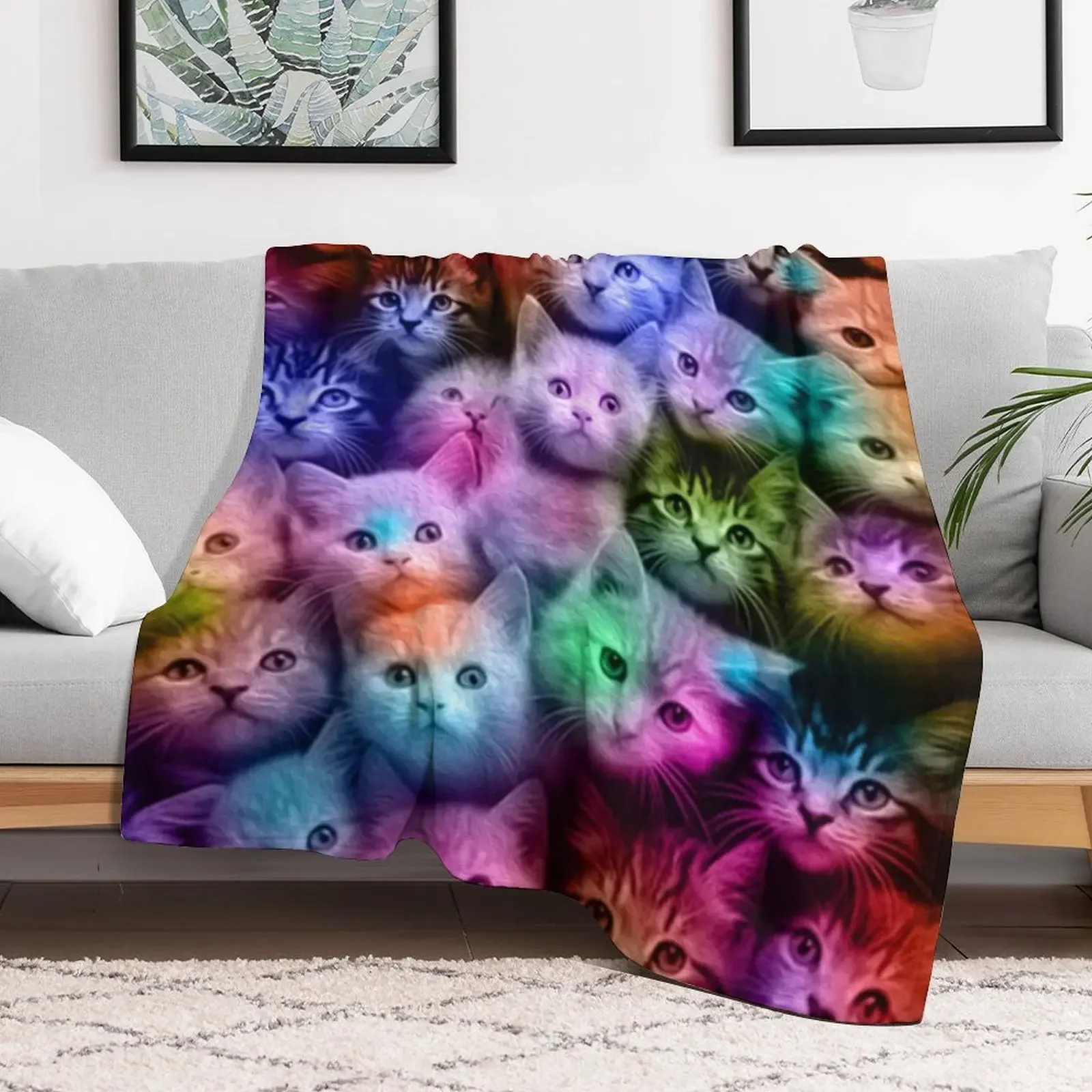 DISCO CATS Throw Blanket Soft Home Decor Blanket for Couch Bedroom
