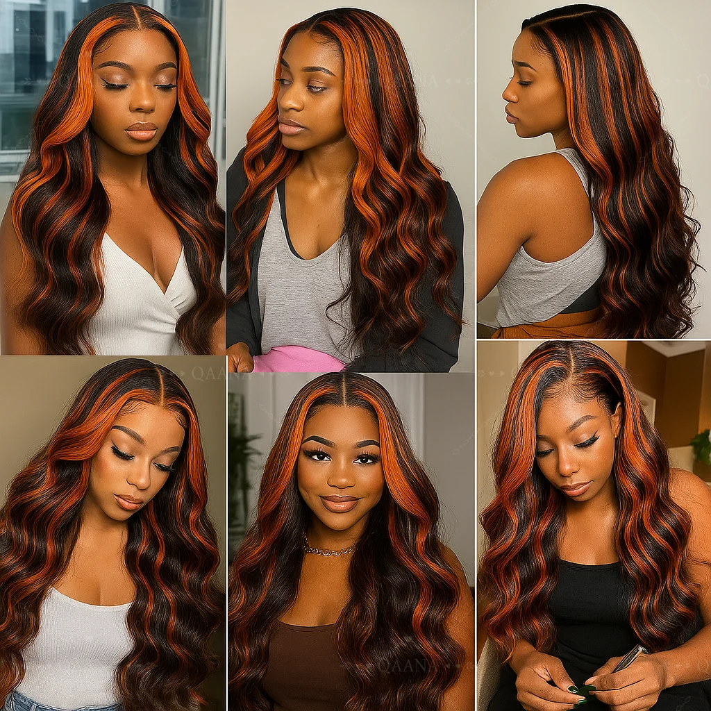 الزنجبيل مختلط براون الباروكات Balayage # 4/350 النحاس الأحمر تسليط الضوء على 5x5 الدانتيل أمامي غلويليس شعر مستعار شعر الإنسان فيتنام الجسم موجة الباروكات