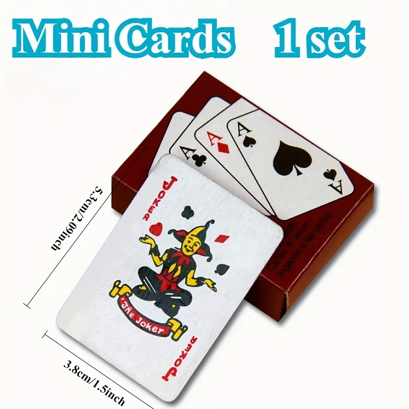 

1 Set Creative Miniature Playing Cards Set (Mini 2.09" X 1.5" Size) - 54-Card Deck for Multiplayer Games
