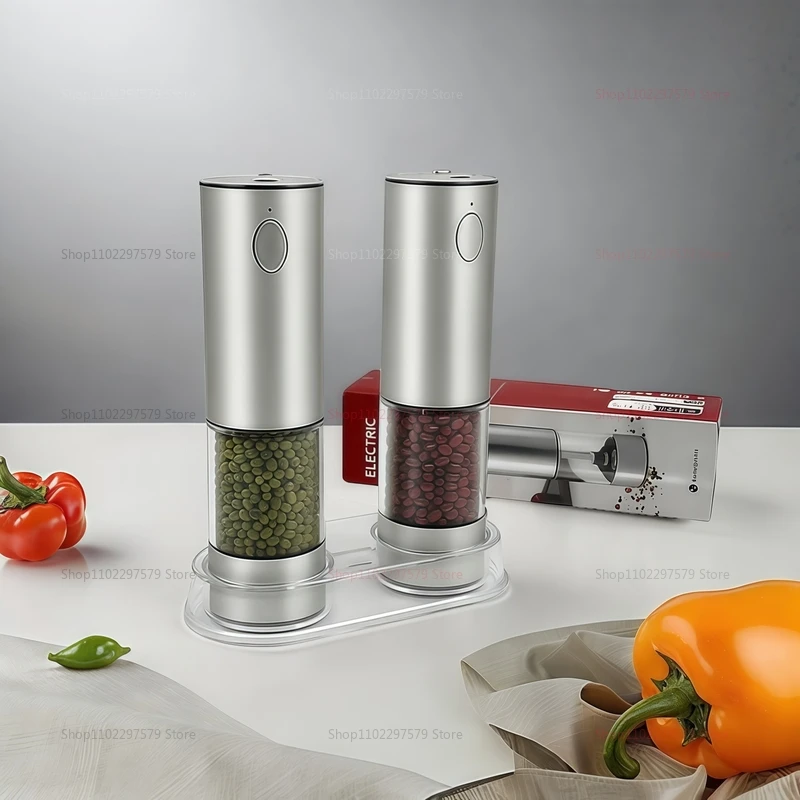 Molinillo de sal y pimienta recargable por USB, molinillo de pimienta eléctrico ajustable, utensilio de cocina, herramienta de cocina para especias, molinillo de alimentos
