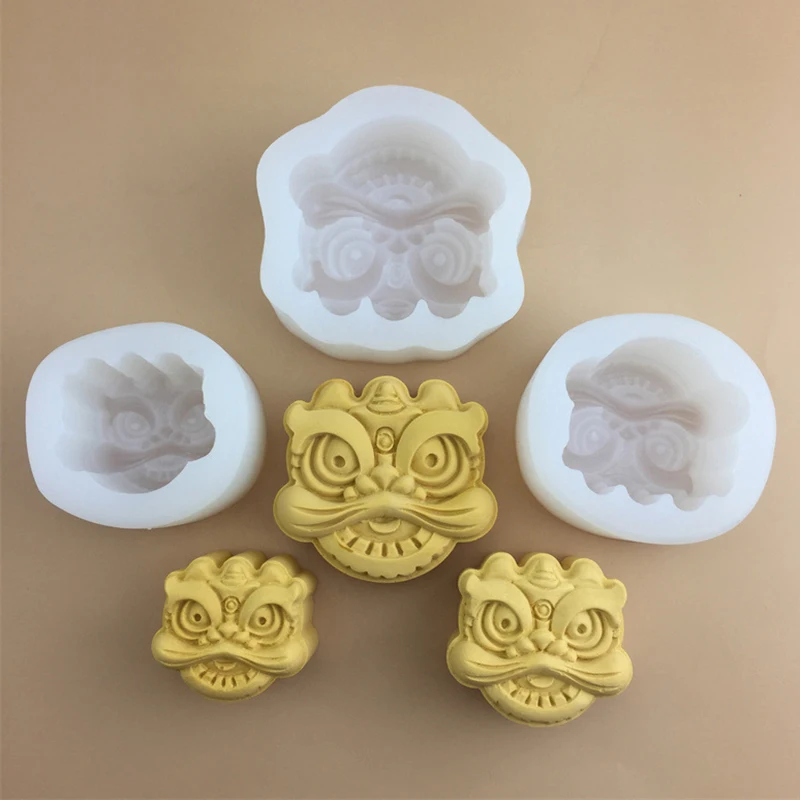 Chinese New Year Dragon Lion Mold Silicone Mold Fondant Mold Cake Baking Tool Kitchen Candle Soap Mold DIY Gift Party Decoration