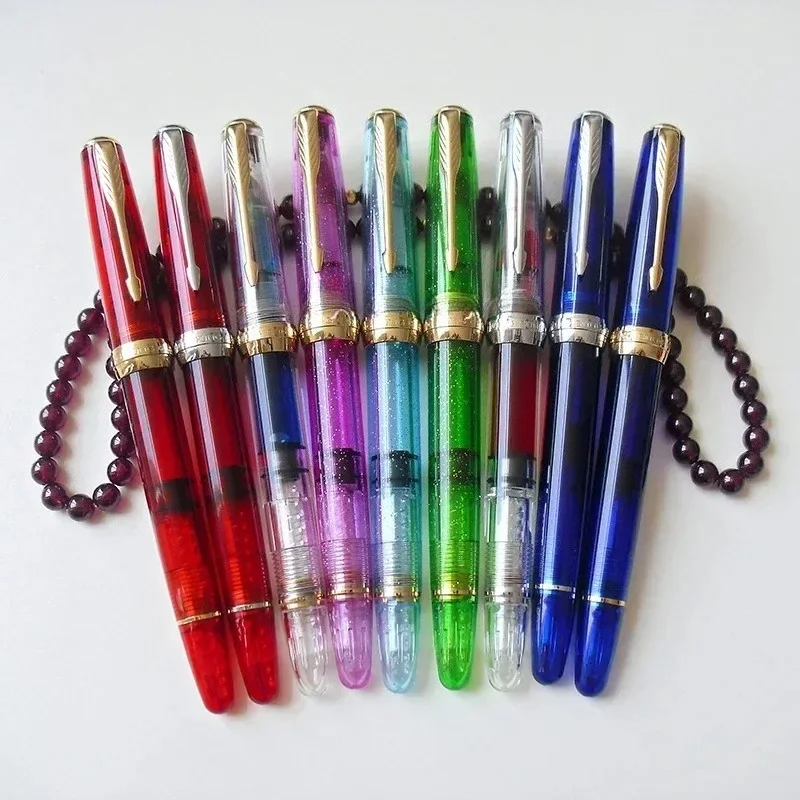 New Yongsheng 618 Transparent Piston Fountain Pen Clear Ink Pen Smooth EF/Fine Nib Writing Office School Supplies Business Gift
