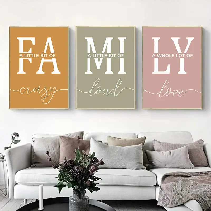 Simple Colorful Family Words Canvas Art Painting Modern Wall Decorative Poster Prints for Living Room Bedroom Home Decor Picture