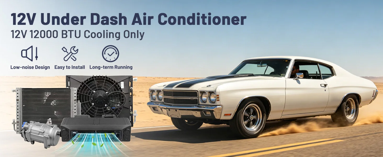 Treeligo Universal 12V Air Conditioner Underdash Electric Heat Cooling AC Unit Fit Car Automotive SUV Truck Camper Van Boat New