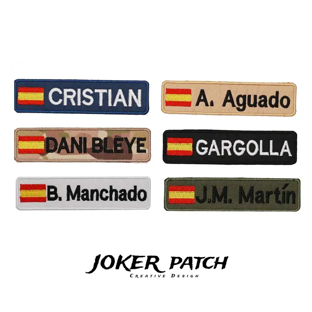 Custom ES flag Name Patch Embroidered Personalized text Patch with Hook Backing For Clothing Hat bagpack