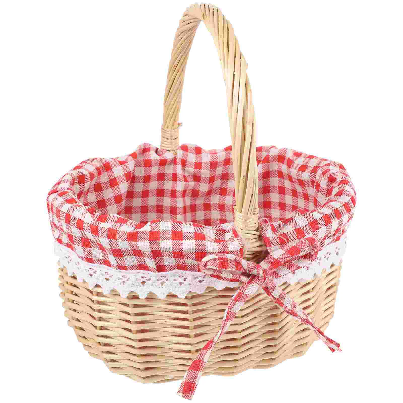 Cesta de almacenamiento de ratán, contenedor de pan, bolsa de comida para Picnic, regalo, fruta, Mini pollos de felpa