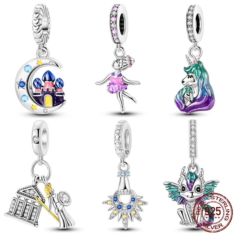 New In Hot S925 Silver DIY Beads Magic Castle Series Charm Fit Pandora 925 Original Bracelet For Women Jewelry Birthday Gift