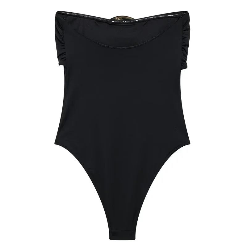 HXAO 2024 ผู้หญิงเซ็กซี่ Tops Bow บอดี้สูทผู้หญิงสีดําสีแดงแขนกุดบอดี้สูท GOLD Glitter Corset RAVE BODY ชุด