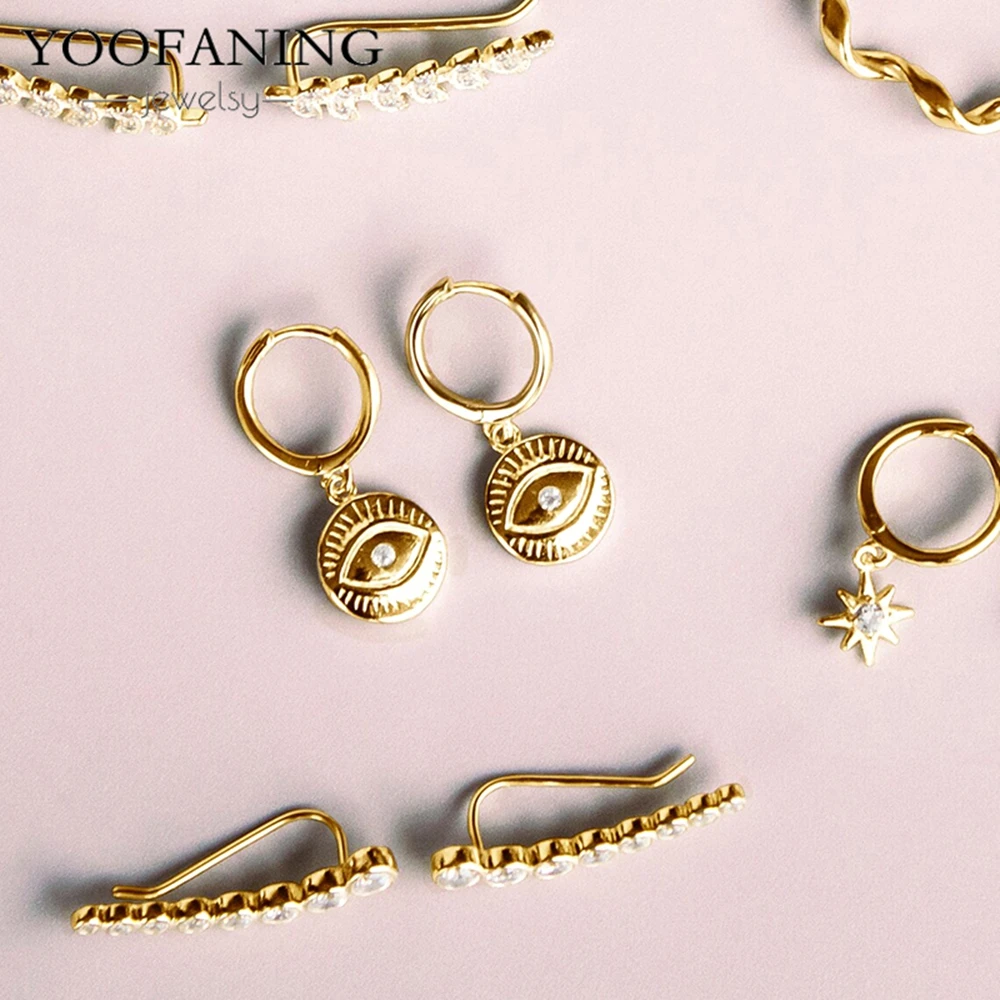 925 Sterling Silver Earrings Unique Gold Silver Hoop Earrings Devil's Eye Design Exquisite Earring for Women Jewelry Party Gifts