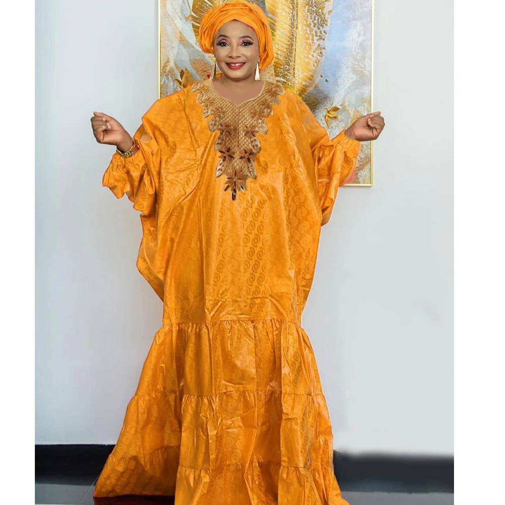 2024 i piรน nuovi abiti africani Bazin Riche di grandi dimensioni nigeriano nobile abito da sposa abbigliamento viola Guinea Lady abiti lunghi Boubou