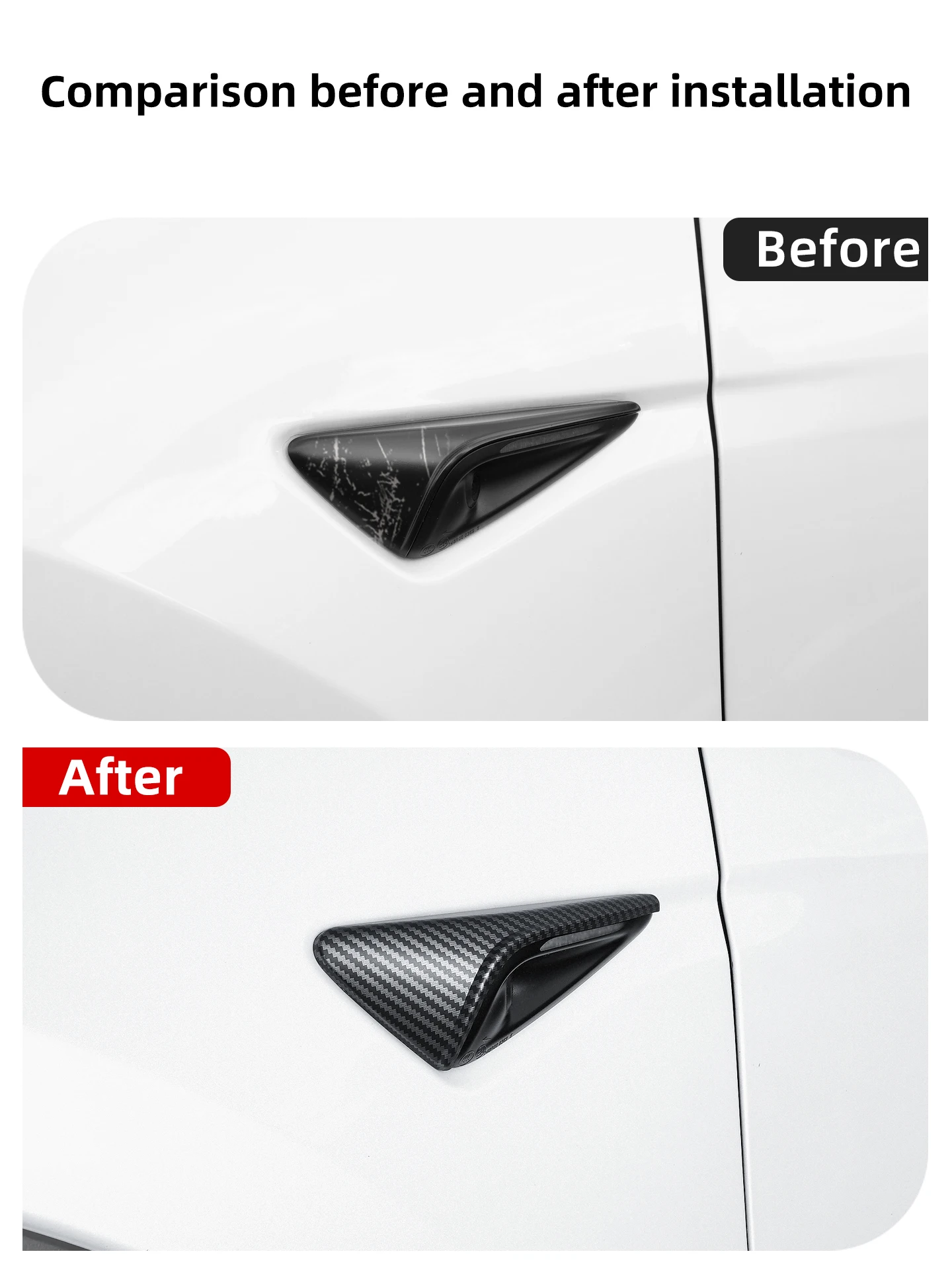Für Tesla Model YL 2026 3 Highland Y Juniper Blinker-Kamera-Verkleidung Seitenblenden-Schutz ABS Carbonfaser-Muster – Detail 2