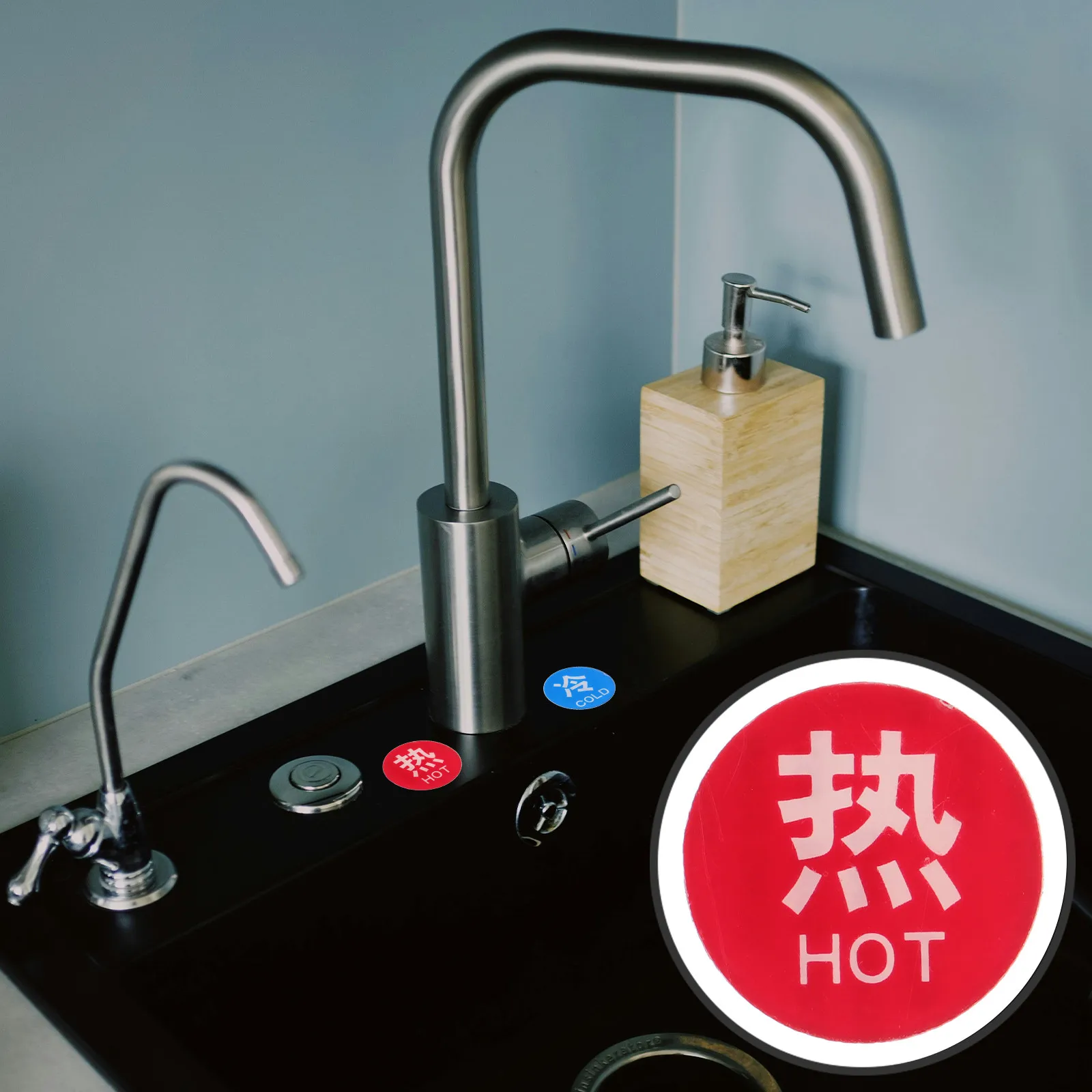 5Pairs Hot Cold Water Indicator Stickers Solid Acrylic Label for Shower Faucet Bathroom Temperature Identification