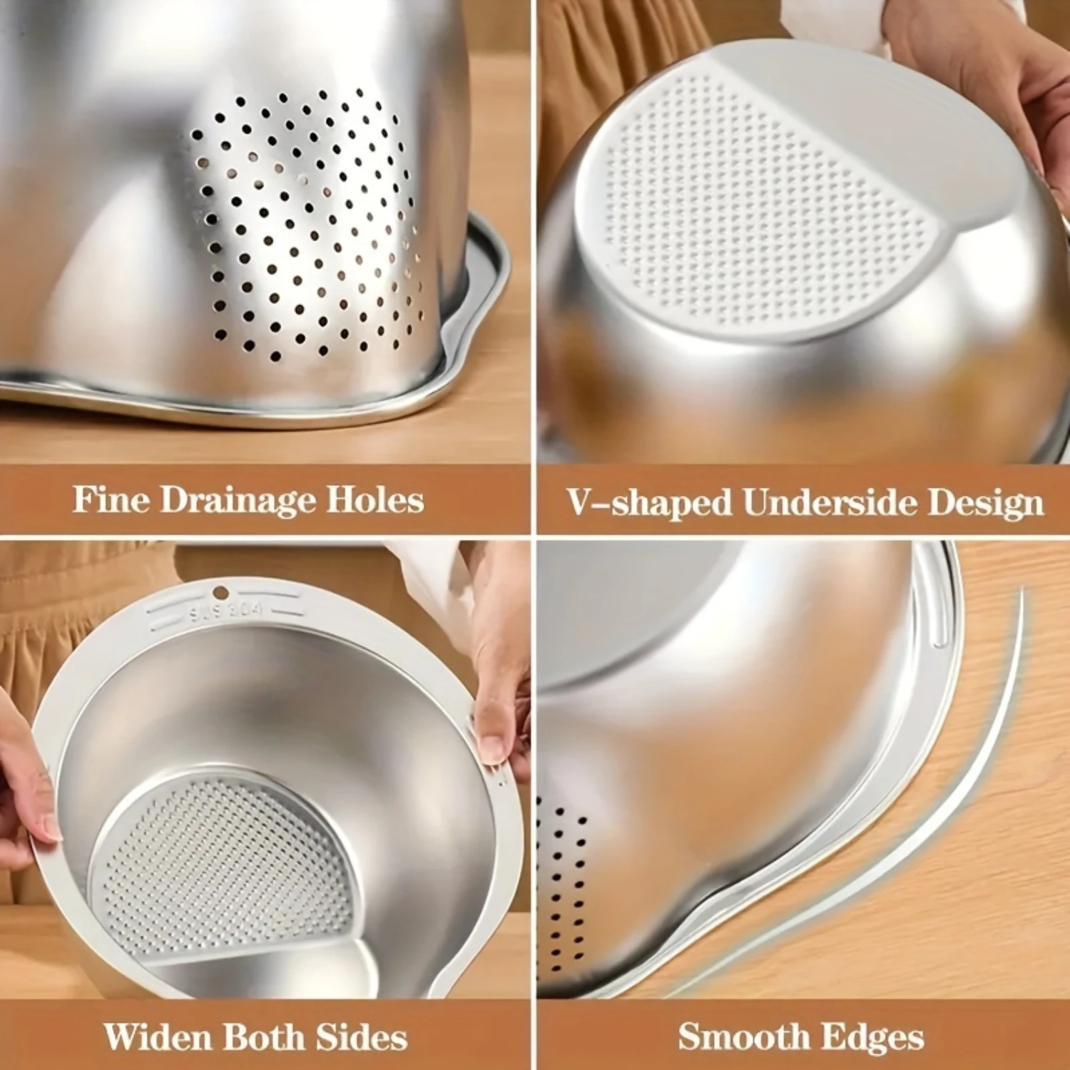 Stainless Steel Rice Washer Colander - Efficient Draining for Healthy Cooking