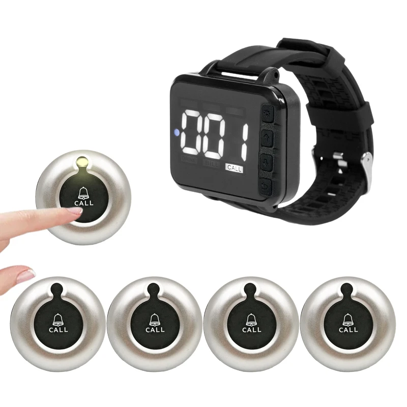 Restaurant Pager Wireless Calling System Rechargeable Watch Waiter Receiver Waterproof Call Bell Button Hookah Cafe Clinic
