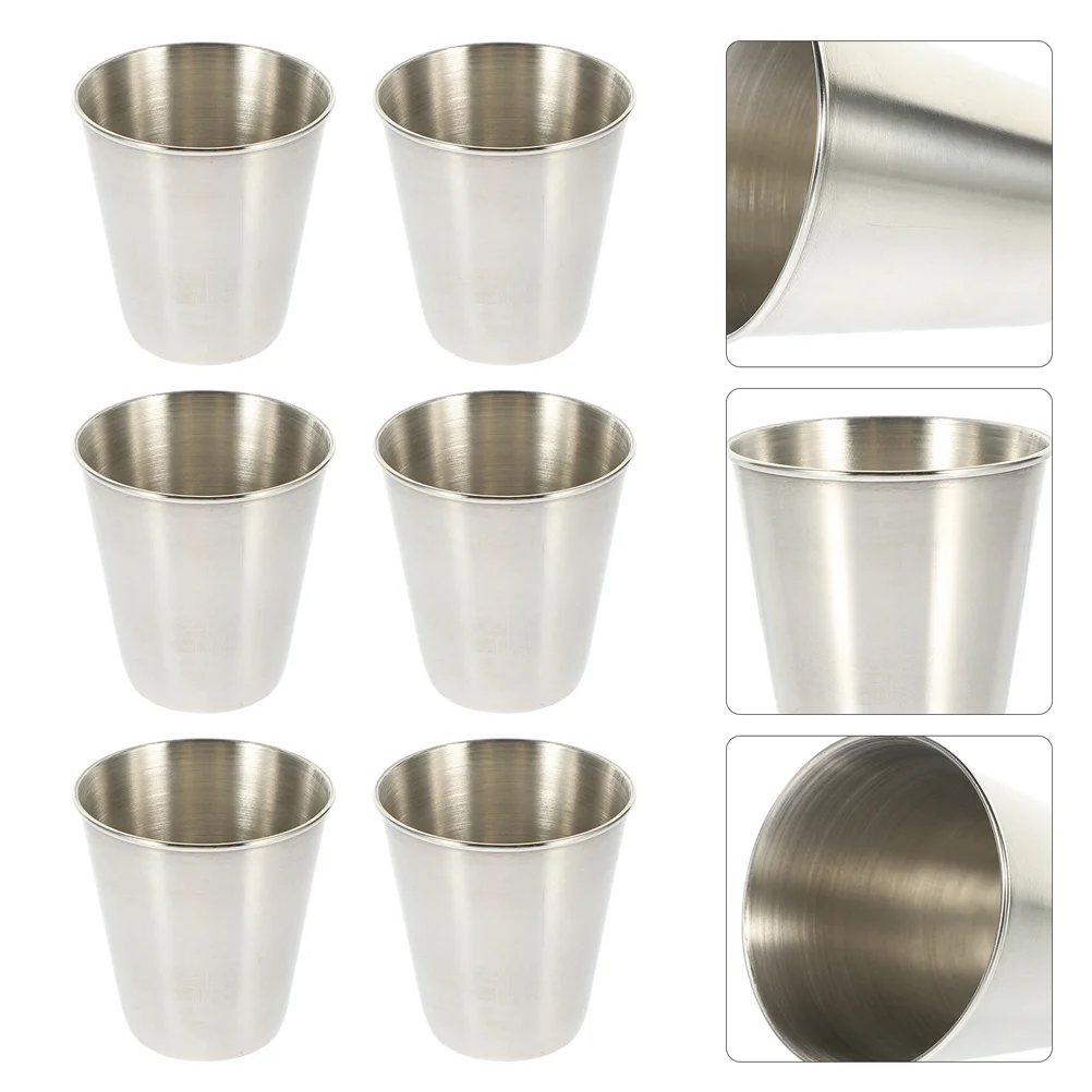 8 Pcs Stainless Steel Glass Drinking Cup Drinkware Glasses Anti-fall White Cups Whisky Holder Portable Child