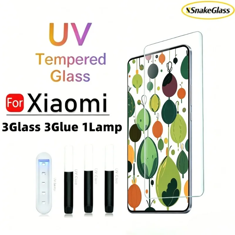 3D Gebogenes Vollkleber UV-Gehärtetes Glas für Xiaomi 15 14 13 Ultra Displayschutz für Xiaomi 15 14 13 Pro 15S Pro 13Lite 11 10 5G
