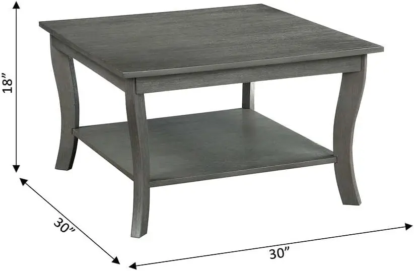 American Heritage Square Coffee Table, Wirebrush Dark Gray