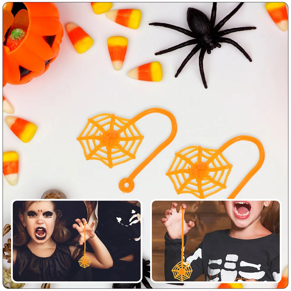

50pcs Sticky Spider Web Halloween Stretchy Spider Webs Tpr Stretchy Kids Sensory Play Wall Crawlers Party Favors