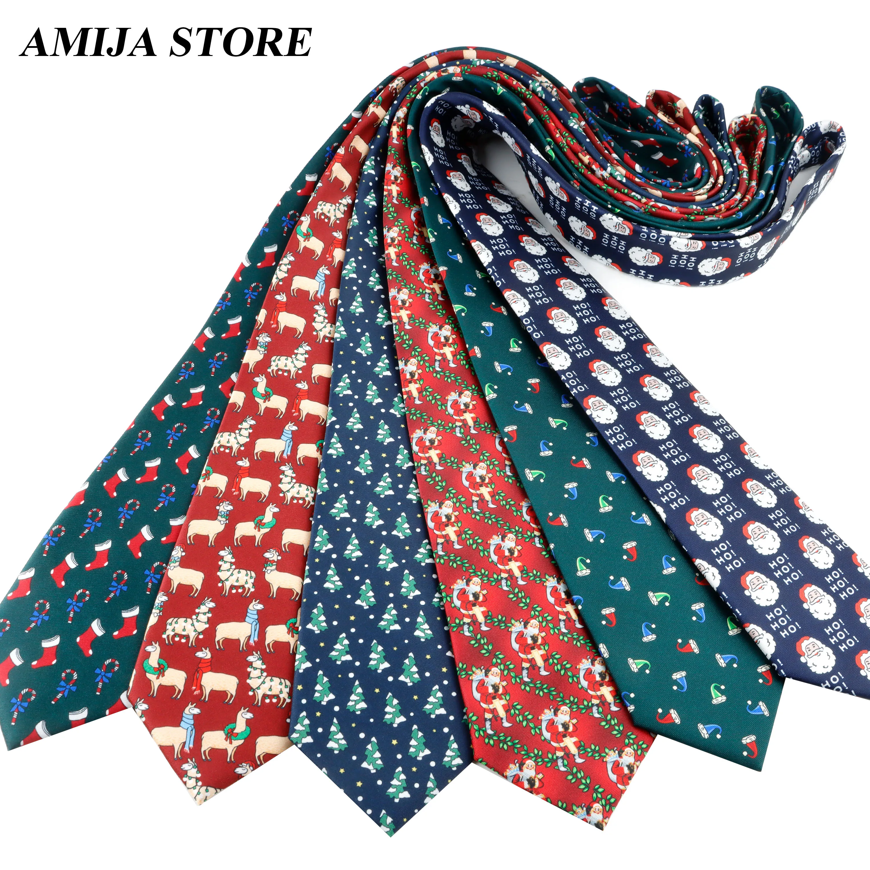 

Новый стиль, рождественский галстук с принтом, мужской галстук, красный, синий, 7 см, рождественская елка, мягкие праздничные женские галстуки для вечеринки, подарок, аксессуары