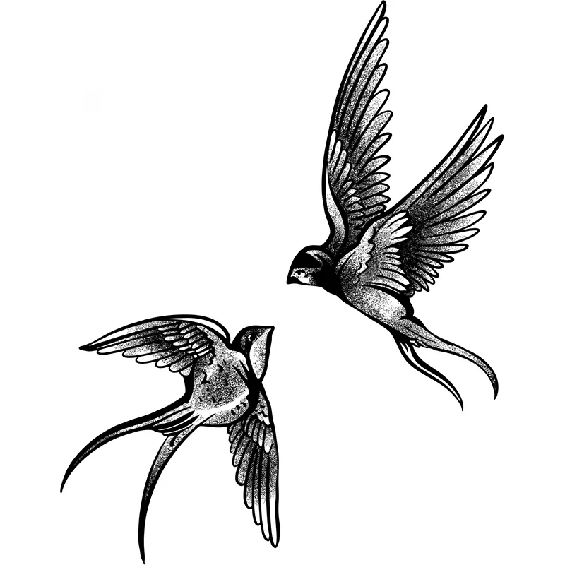 A Pair of Lovebirds Herbal Juice Temporary Tattoos Small Size Waterproof Fake Tattoo Sticker Last for 15 Days Couple Tatoo