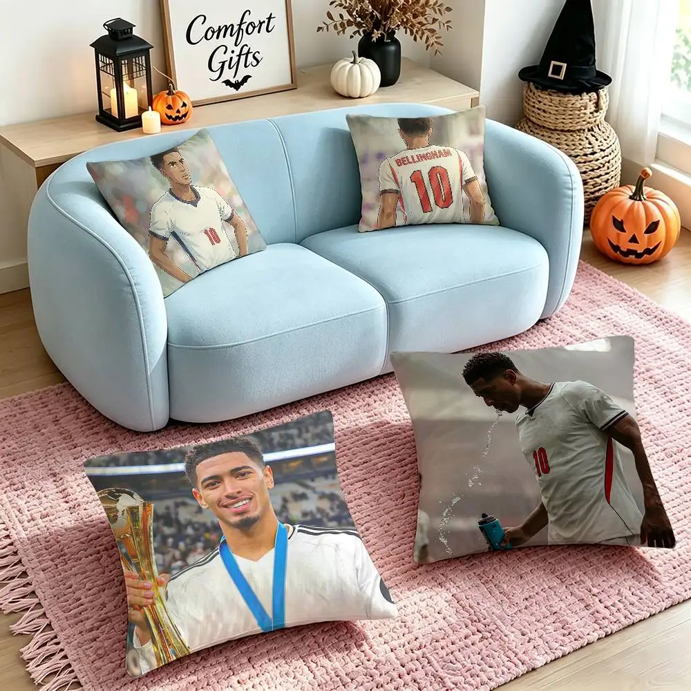 Football J-Jude B-Bellinghams Pillow Case Square Double-Sided Sofa Cushion Cover Bedroom Bedside Pillow