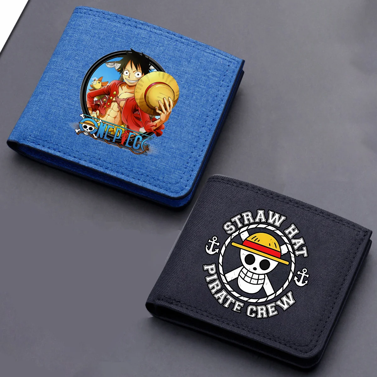 One Piece Anime Wallet Men Cartoon Figure Printed Short Canvas Cool Wallets Photo Case Card Holders Women Foldable Coin Purse