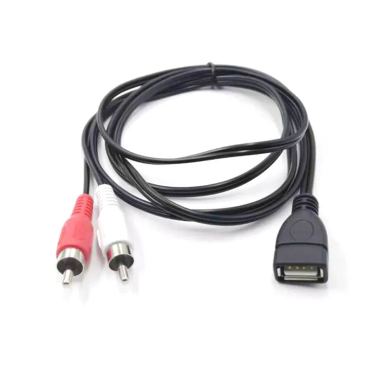 USB 2.0 A Female Socket To 2 RCA 2RCA Male Plug connector converter Audio Video Extension Cable Adapter wire 1.5M/5 Ft P1