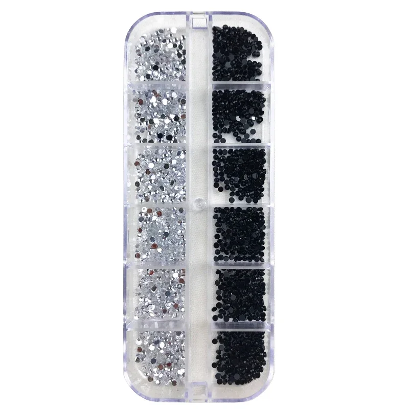 3000Pcs a Box Nail Art Flat Back Crystal Rhinestone 1.5mm 2.0mm Dazzling Diamonds Strass Manicure Tip 3D Decoration