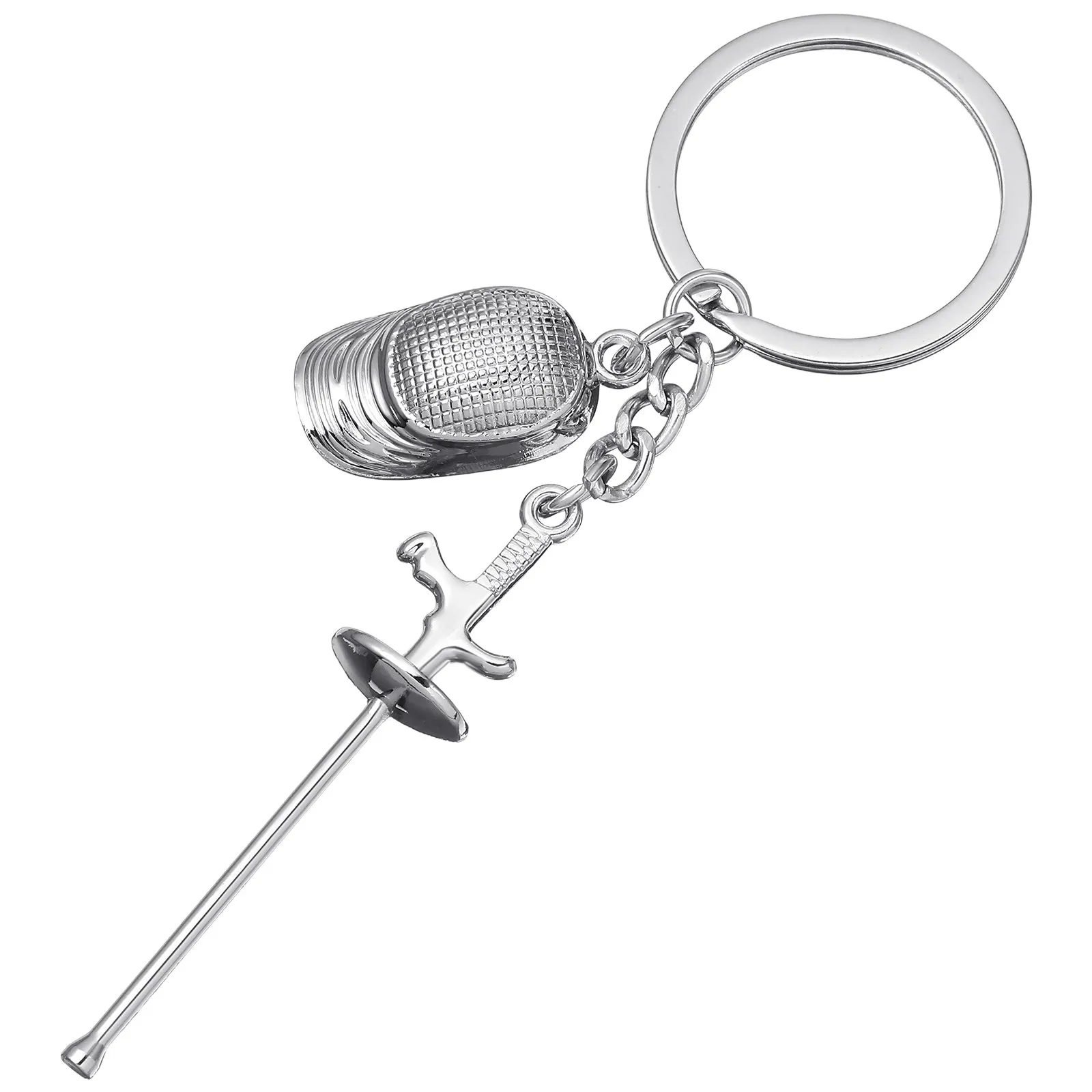 Metal Fencing Keychain Sturdy Lightweight Small Pendant Creative Design Decorative Bag Backpack Hanging Souvenir Gift
