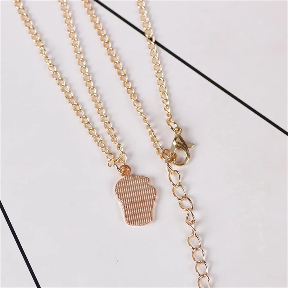 DIY Cartoon Ice Cream Necklace For Women Cute Heart Cone Pendant Necklace Girls Kids Jewelry Accessories Xmas Party Gifts