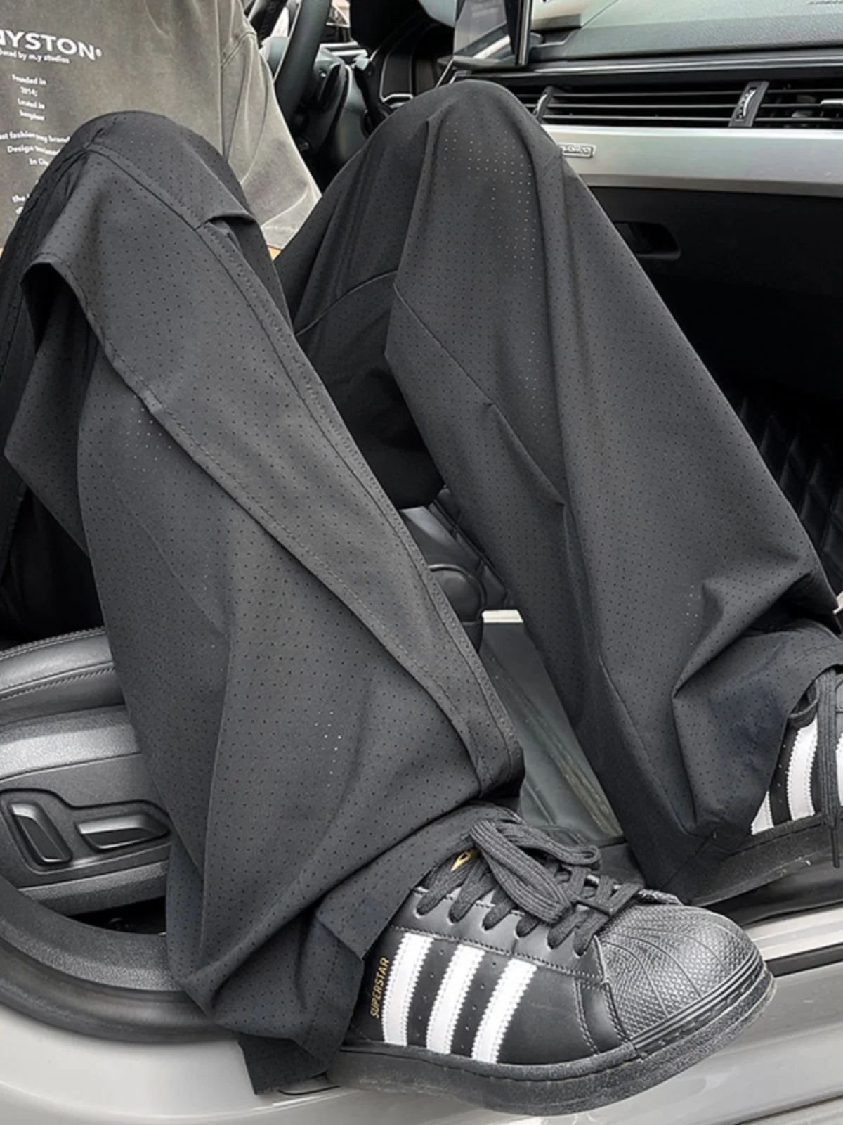 

Ice Silk Qui Dry Pants Men's Summer Thin Wide Leg Micro Flared Net Eye Breathable Elastic Straight Casual Pants