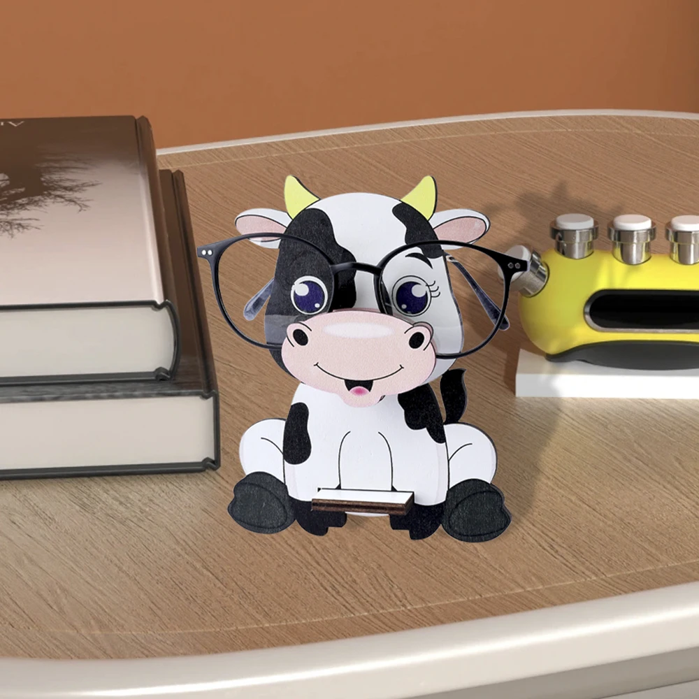 Cartoon Dairy Cow Animal Pattern Wooden Glasses Storage Holders & Racks Eyeglasses Frames Display Racks Perfect Gift for Kids