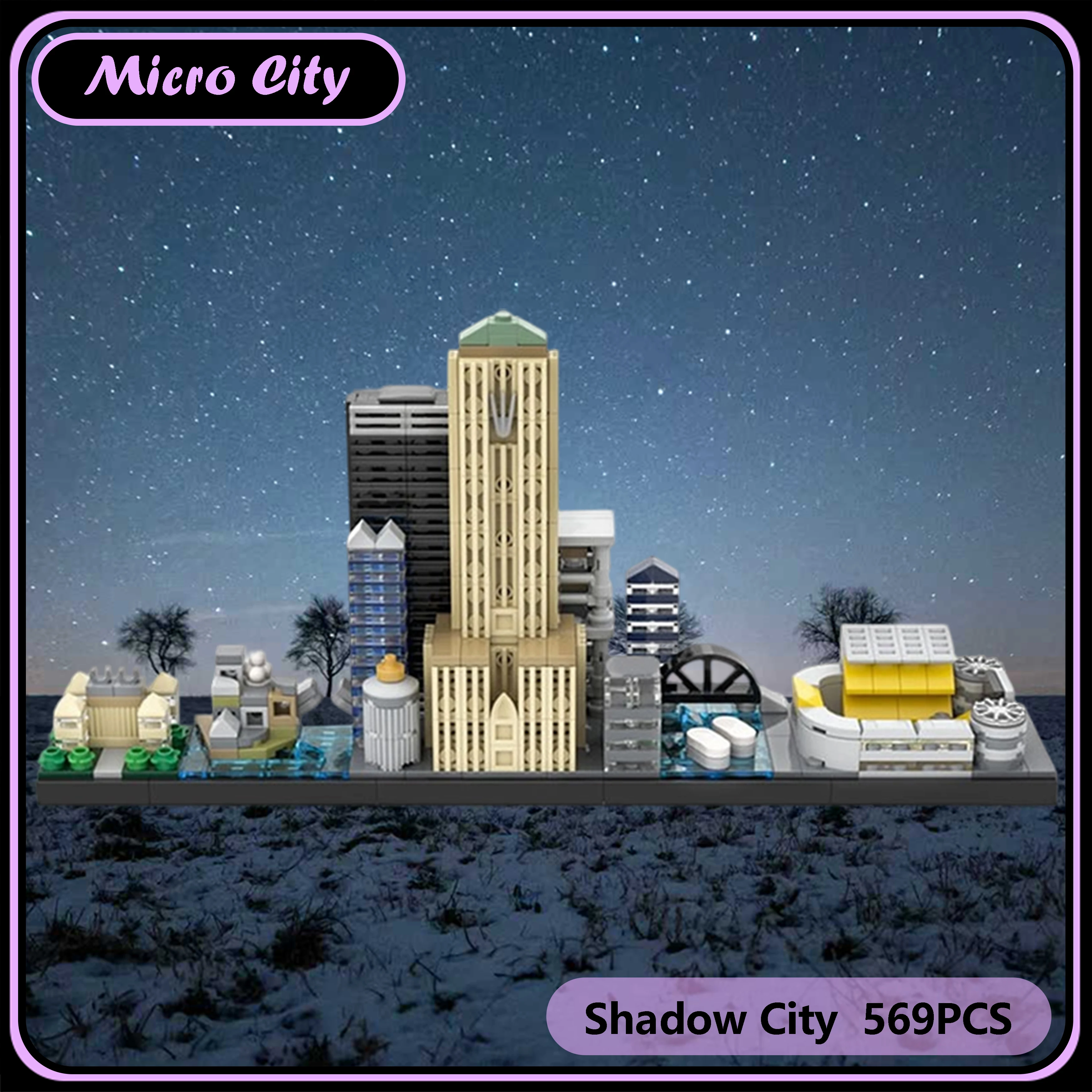 

Micro MOC City Shadow City Skyline Hero & Villain Вдохновленный фильмом Комикс Сцена Строительные блоки Модель Дисплей Подарок Рождественский подарок