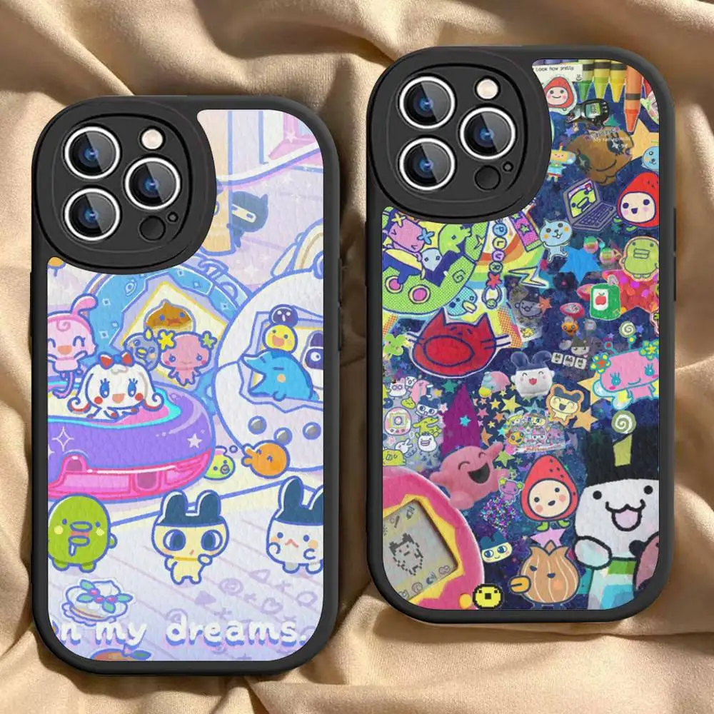 Classic Virtual Cut T-Tamagotchi Phone Case For IPhone 11 12 13 14 15 16 Pro Max Plus Leather Cover