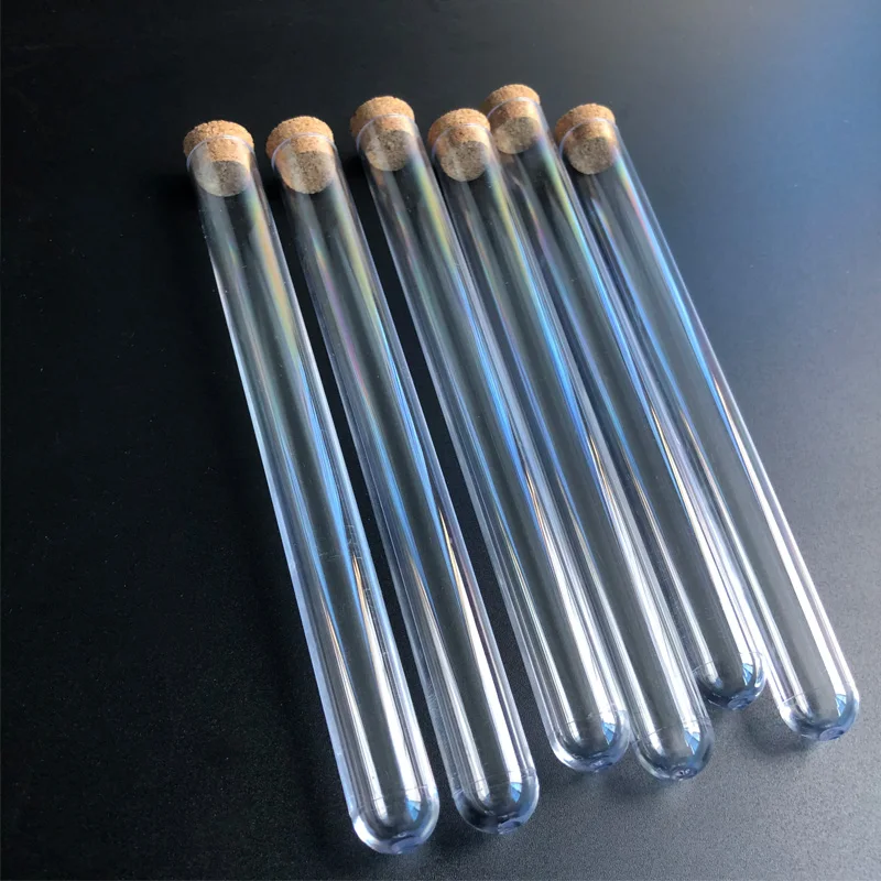 20/50/100 szt. Probówek laboratoryjnych z przezroczystego plastiku 18x180mm z korkami, tubki na upominki ślubne — zdjęcie produktu 4
