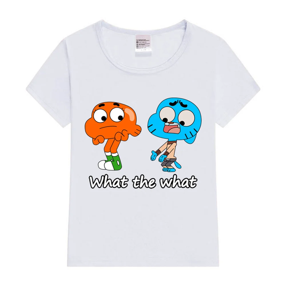 The amazing world of Gumball Gumball and Darwin What the what Kids T-Shirt Graphic Tshirt Girl Boy Casual Fashion Tops Tees